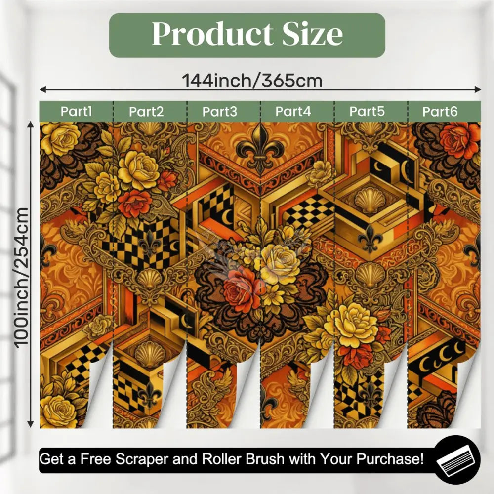 Retro Giant Fruit and Floral Unpasted Mural Wallpaper 144’’x100’’ 144’’x100’’ Wall Coverings