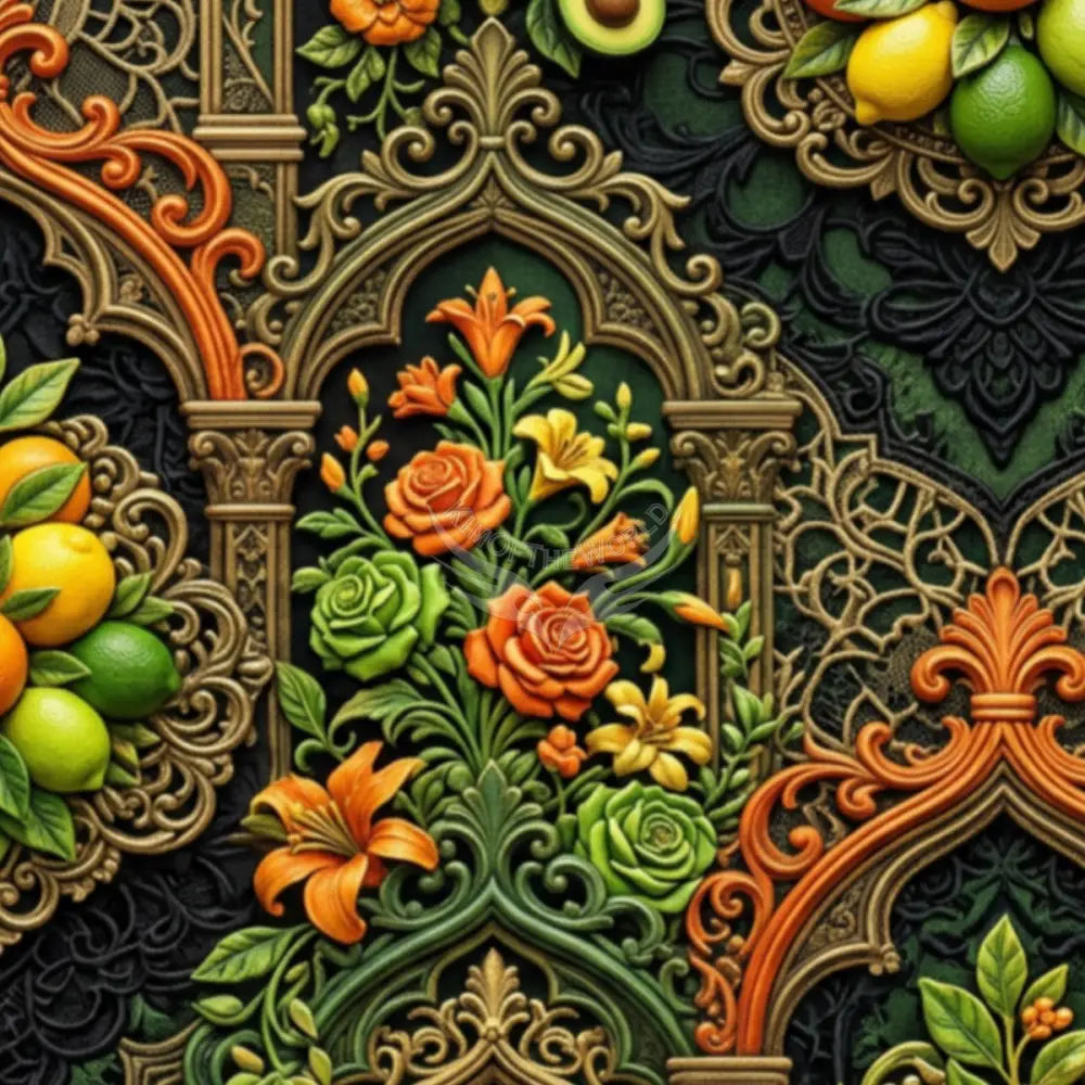 Retro Kitchen Colors Gothic Fruit & Floral Wall Mural Unpasted Mural Wallpaper 144’’x100’’ 144’’x100’’ Wall Coverings