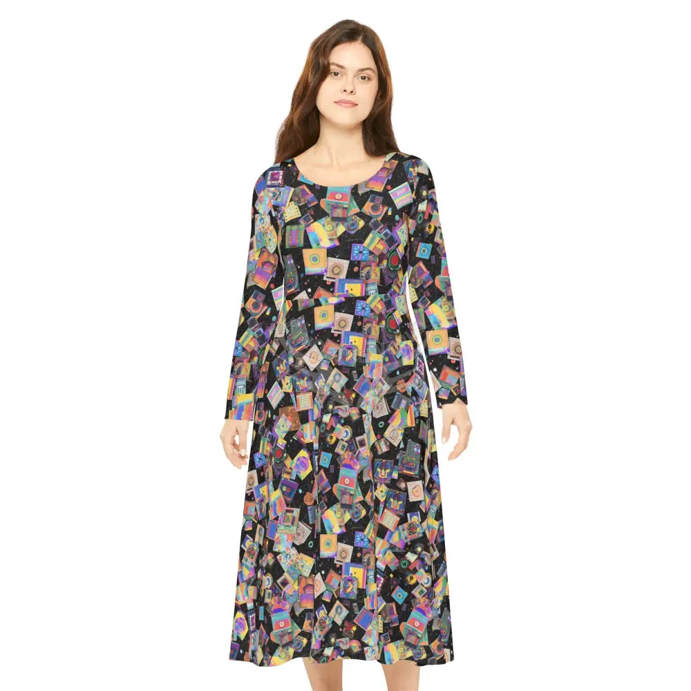 Retro Memorabilia Print Dress – Women’s Long Sleeve AOP L All Over Prints