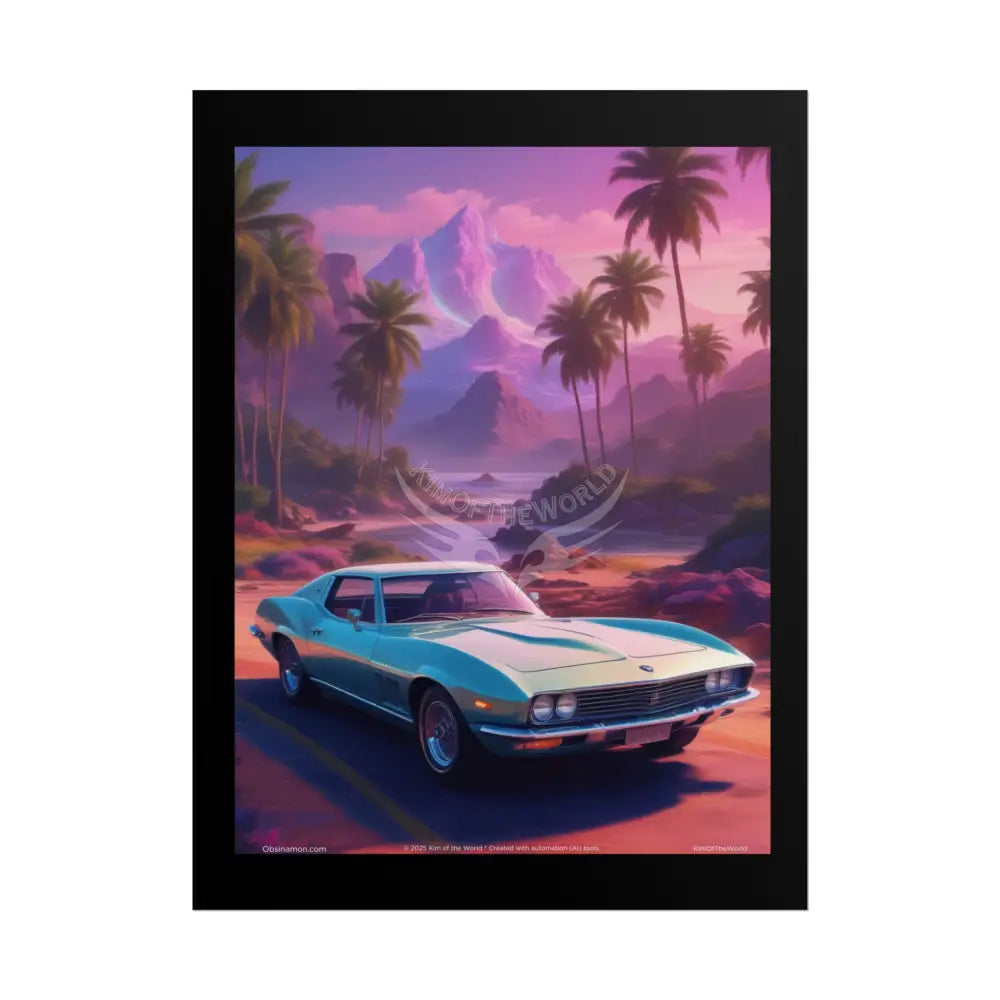 Retro Muscle Car Poster — Iridescent Vaporwave Rolled Print for Mancave & Bar 18″ x 24″ (Vertical) / Matte Poster