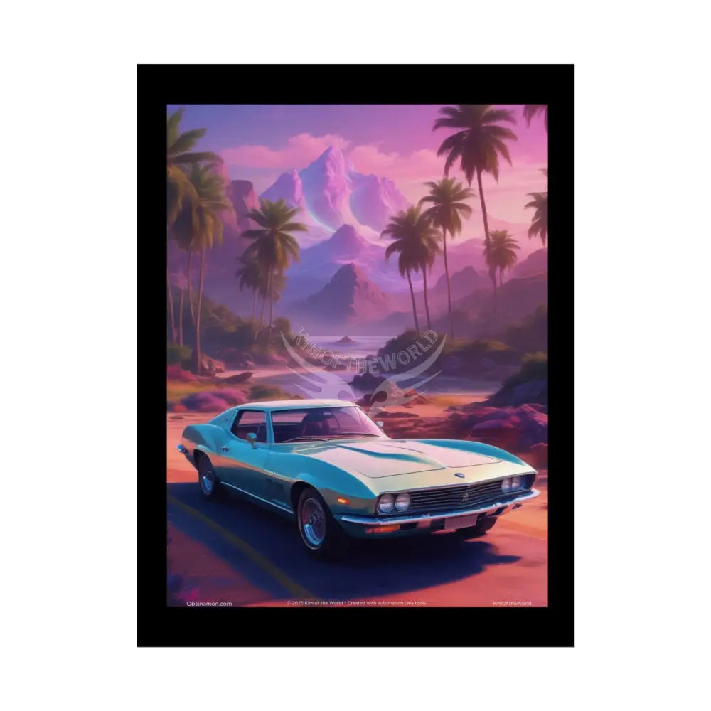 Retro Muscle Car Poster — Iridescent Vaporwave Rolled Print for Mancave & Bar 18″ x 24″ (Vertical) / Semi Glossy Poster