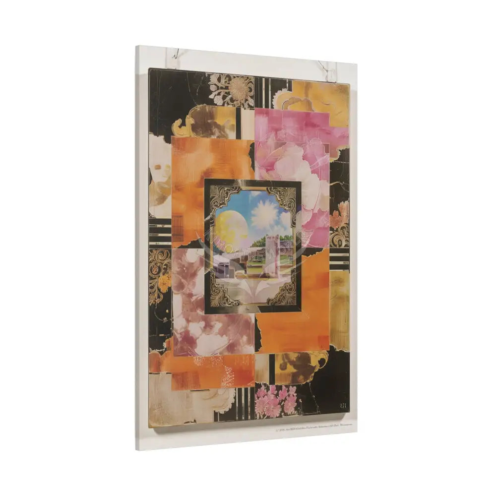 Retro Orange Fantasy Frames & Floral Lace Pink 3D Matte Canvas Print — 3D Laced Multi-Dimensional Wall Art Canvas