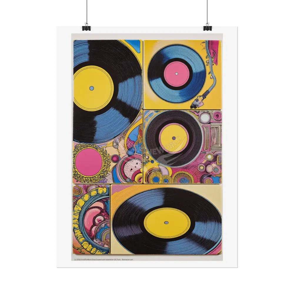 Retro Record Player Pop Art Rolled Poster — Vintage Music Wall Art Poster