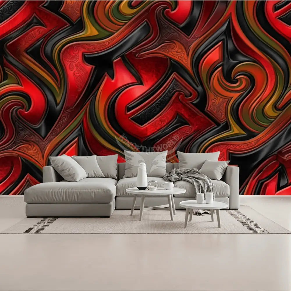 Retro Red 3D Unpasted Mural Wallpaper 144’’x100’’ 144’’x100’’ Wall Coverings