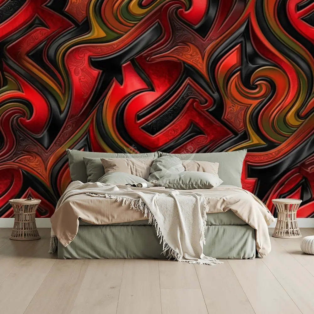 Retro Red 3D Unpasted Mural Wallpaper 144’’x100’’ 144’’x100’’ Wall Coverings