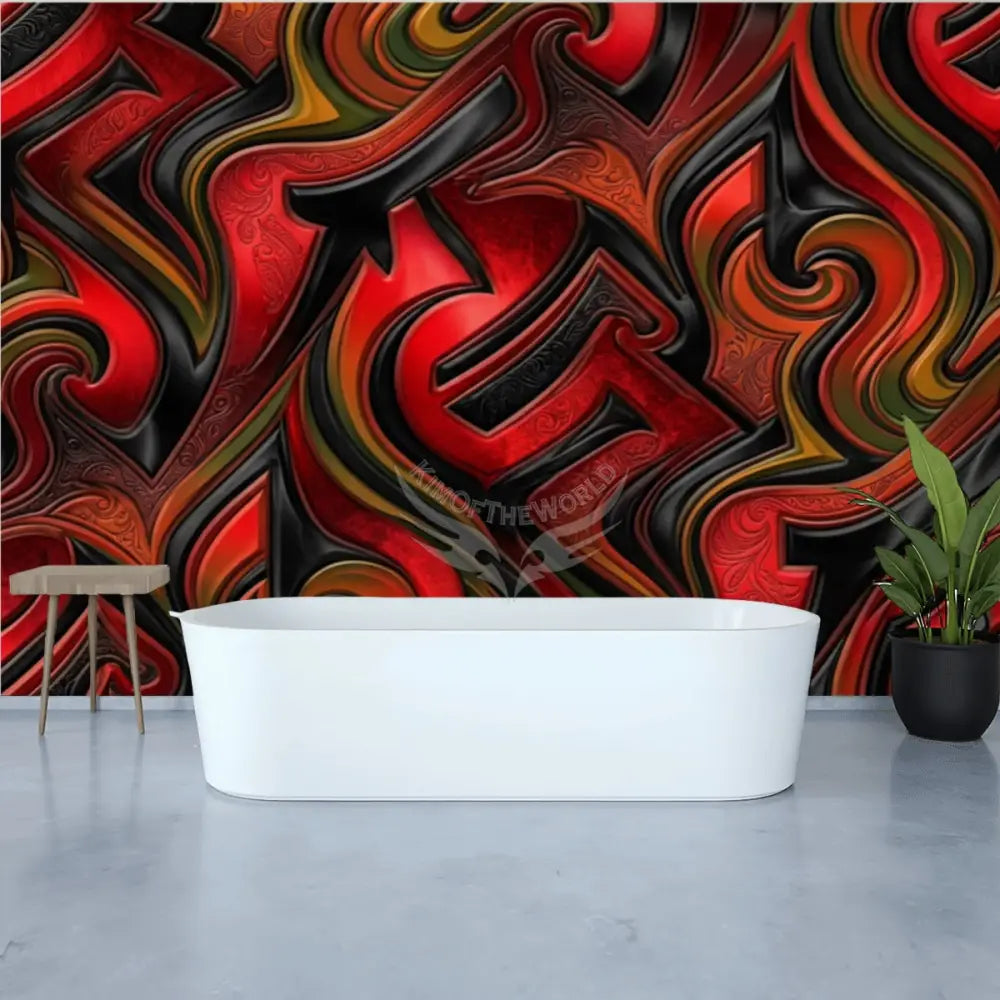 Retro Red 3D Unpasted Mural Wallpaper 144’’x100’’ 144’’x100’’ Wall Coverings