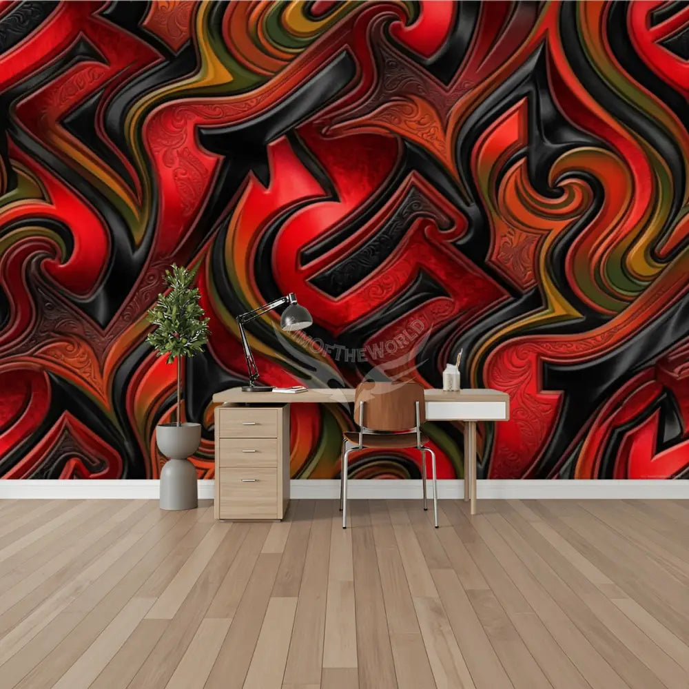 Retro Red 3D Unpasted Mural Wallpaper 144’’x100’’ 144’’x100’’ Wall Coverings