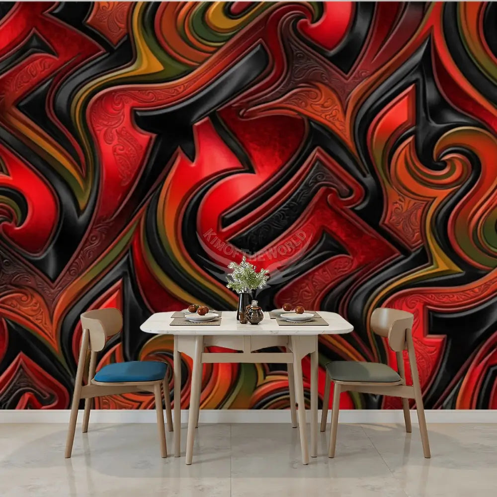 Retro Red 3D Unpasted Mural Wallpaper 144’’x100’’ 144’’x100’’ Wall Coverings