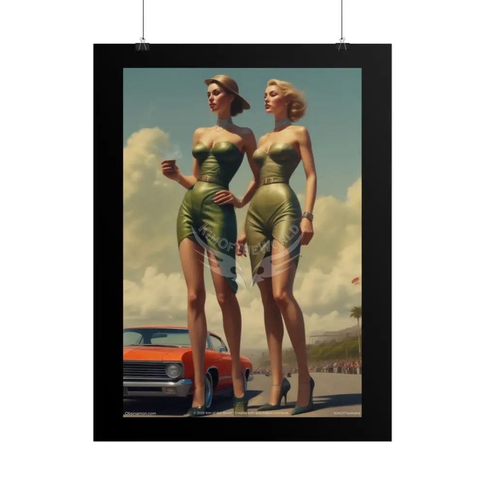Retro Smoking Empowered Women Chic Giantess Giant Fashion AI Girls Art Prints (Bold Female Characters)— Rolled Poster