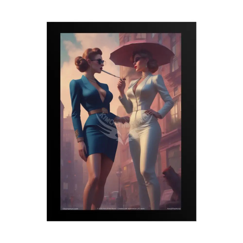 Retro Smoking Empowered Women Chic Giantess Giant Fashion AI Girls Art Prints (Bold Female Characters)— Rolled Poster