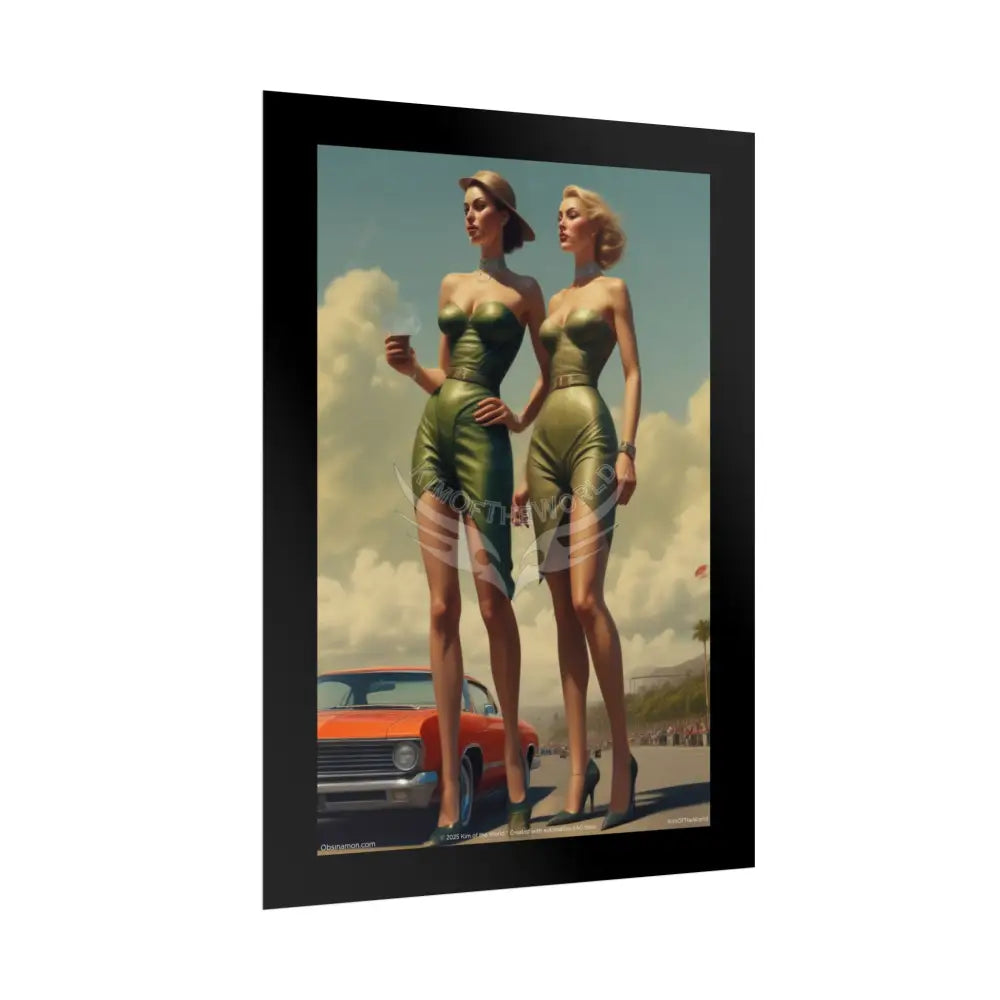 Retro Smoking Empowered Women Chic Giantess Giant Fashion AI Girls Art Prints (Bold Female Characters)— Rolled Poster