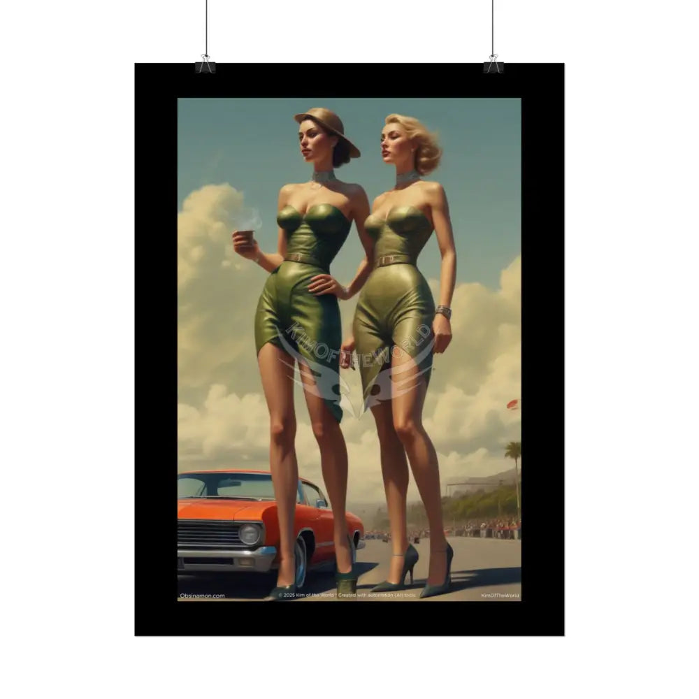 Retro Smoking Empowered Women Chic Giantess Giant Fashion AI Girls Art Prints (Bold Female Characters)— Rolled Poster