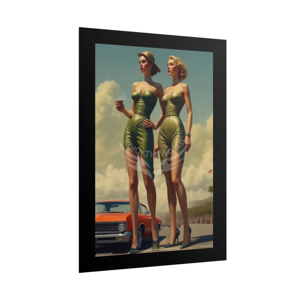 Retro Smoking Empowered Women Chic Giantess Giant Fashion AI Girls Art Prints (Bold Female Characters)— Rolled Poster
