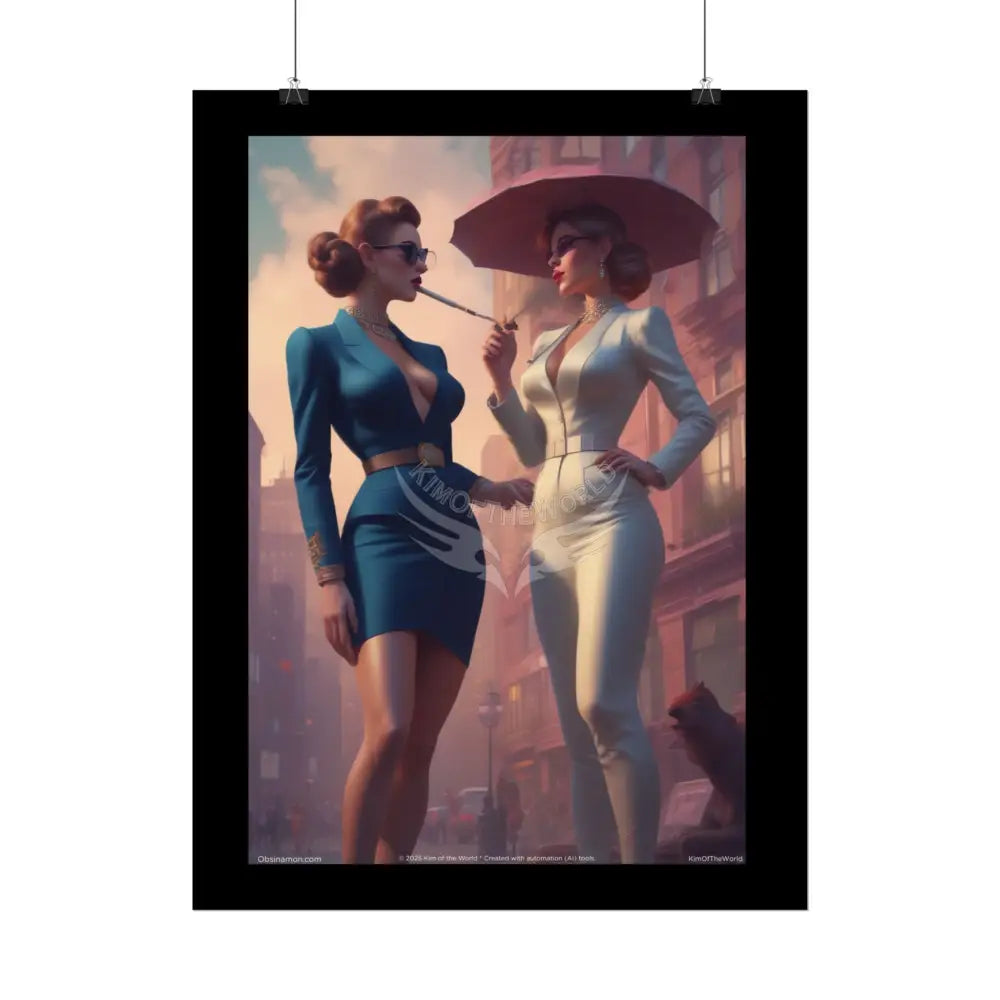Retro Smoking Empowered Women Chic Giantess Giant Fashion AI Girls Art Prints (Bold Female Characters)— Rolled Poster