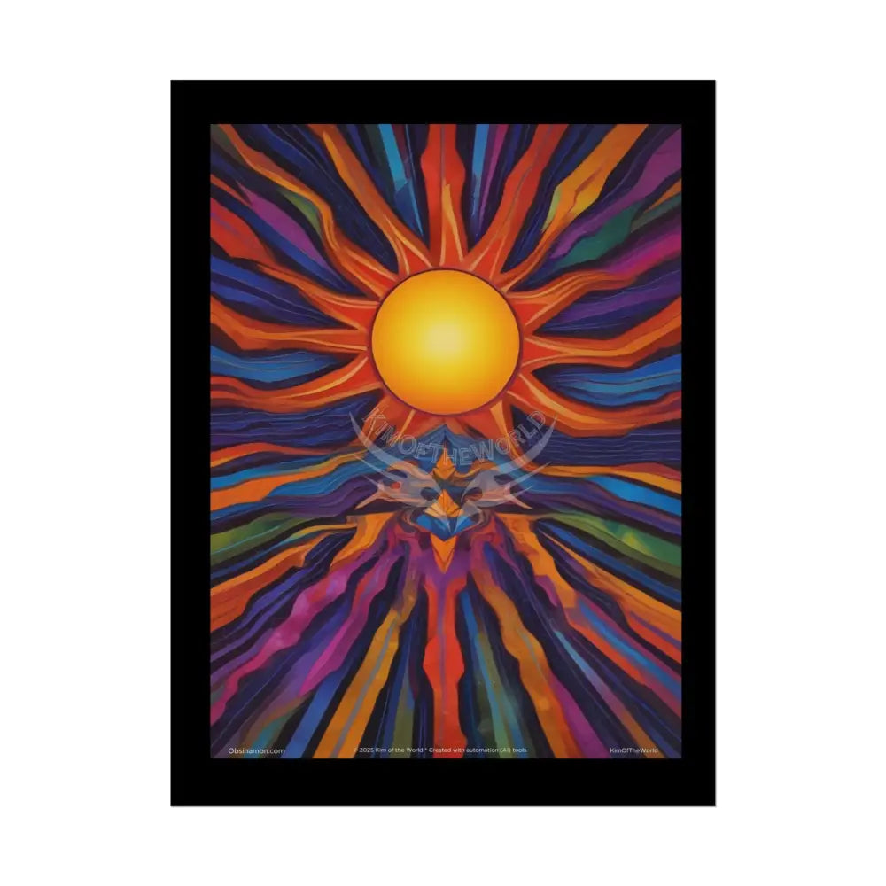 Retro Sun Wave Vibrant Abstract Art for Colorful Hearts Rolled Poster 18″ x 24″ (Vertical) / Semi Glossy Poster