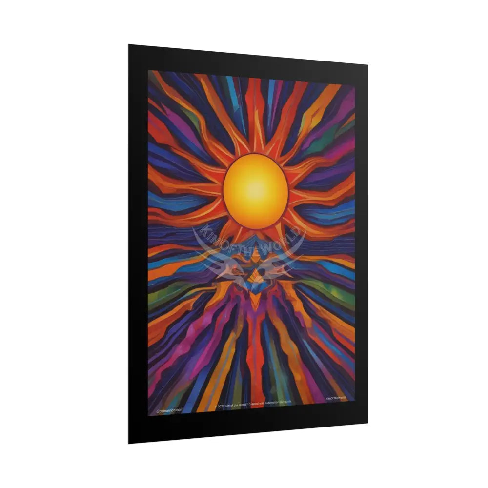 Retro Sun Wave Vibrant Abstract Art for Colorful Hearts Rolled Poster Poster