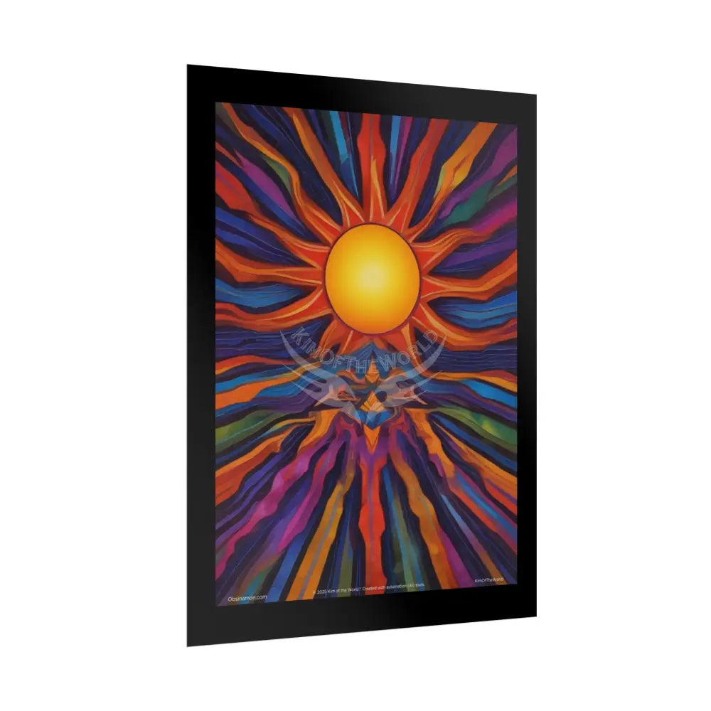 Retro Sun Wave Vibrant Abstract Art for Colorful Hearts Rolled Poster Poster