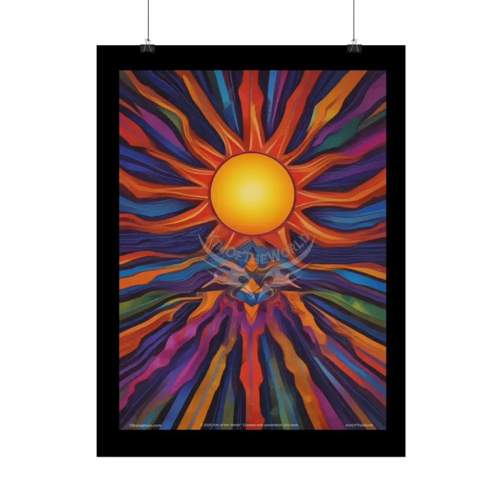 Retro Sun Wave Vibrant Abstract Art for Colorful Hearts Rolled Poster Poster
