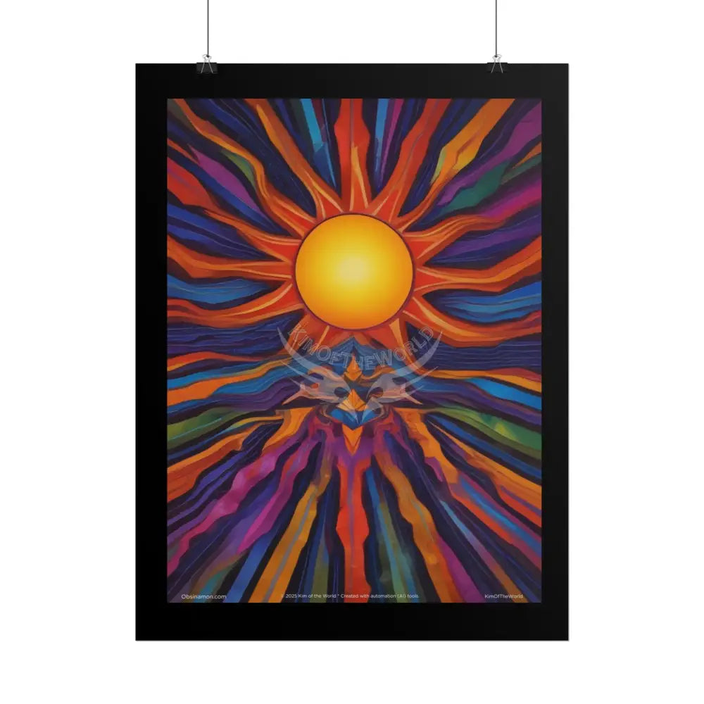 Retro Sun Wave Vibrant Abstract Art for Colorful Hearts Rolled Poster Poster