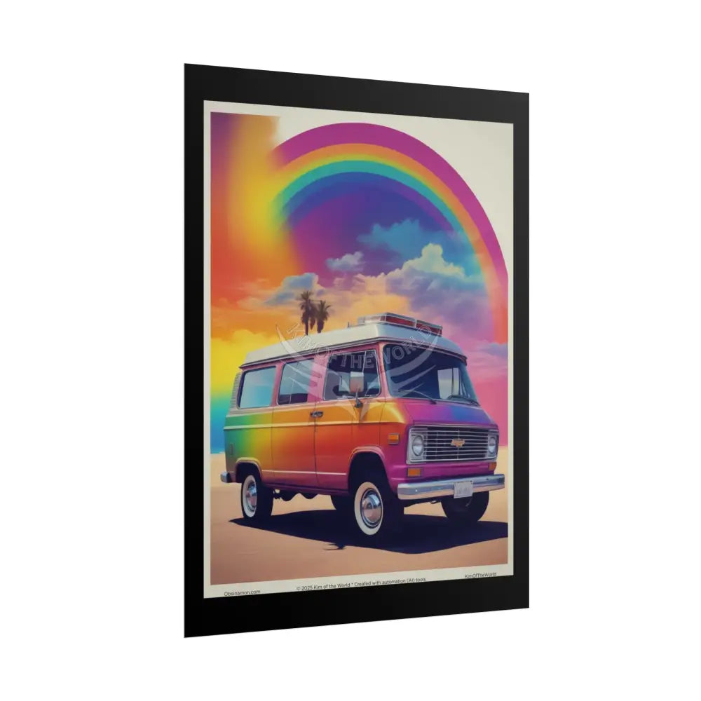 Retro Tie Dye Van Poster — Iridescent Vaporwave Rolled Prints Poster