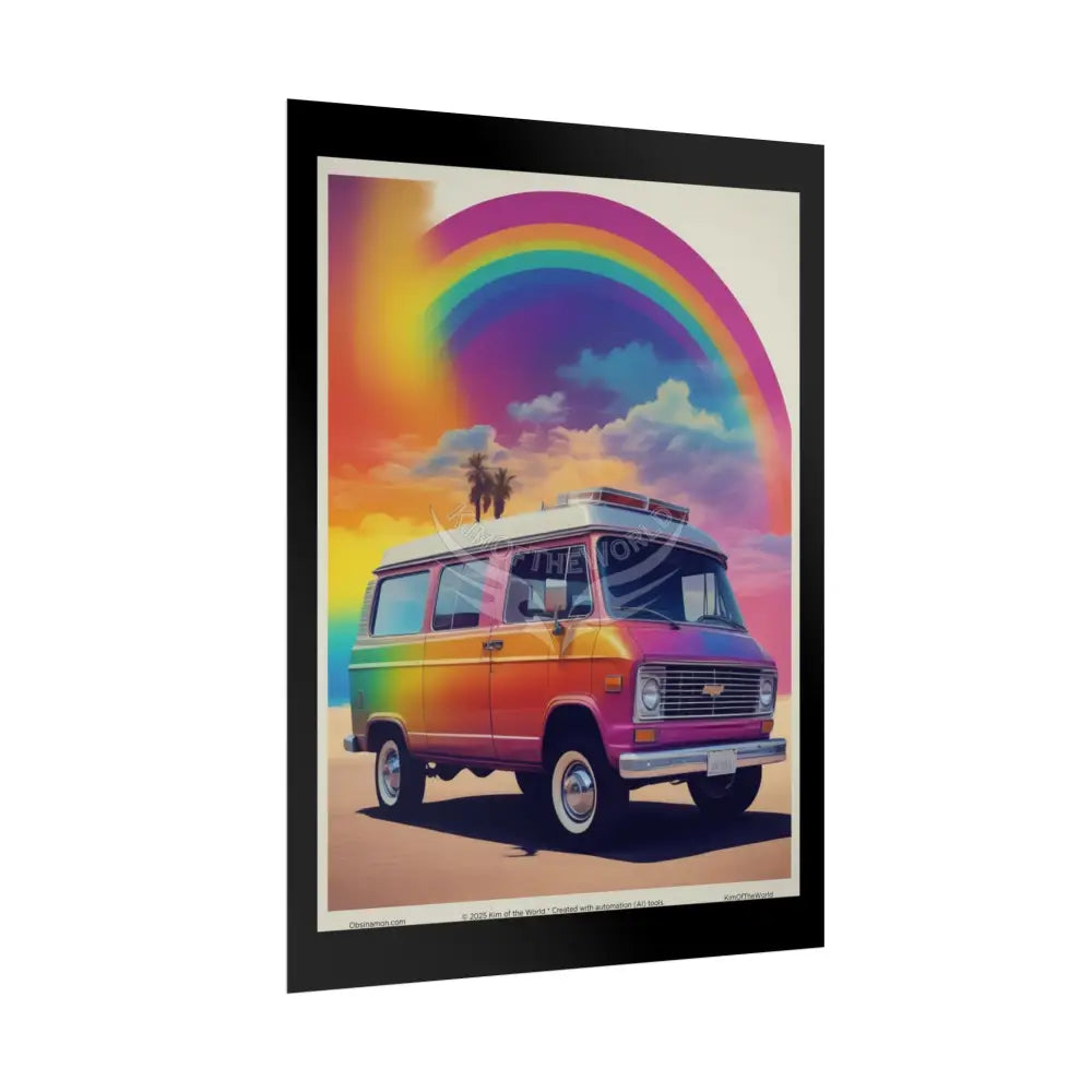 Retro Tie Dye Van Poster — Iridescent Vaporwave Rolled Prints Poster