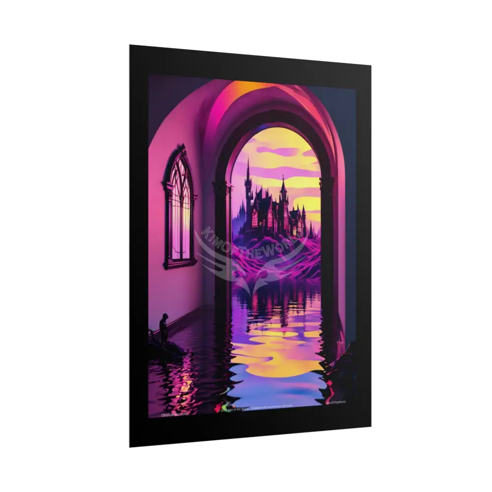 Ribbon Vaporwave Beach Room Vibrant Magical Pink Neon Portal Art Poster Poster