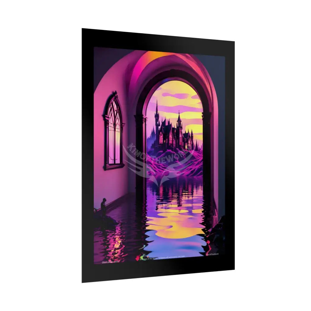 Ribbon Vaporwave Beach Room Vibrant Magical Pink Neon Portal Art Poster Poster