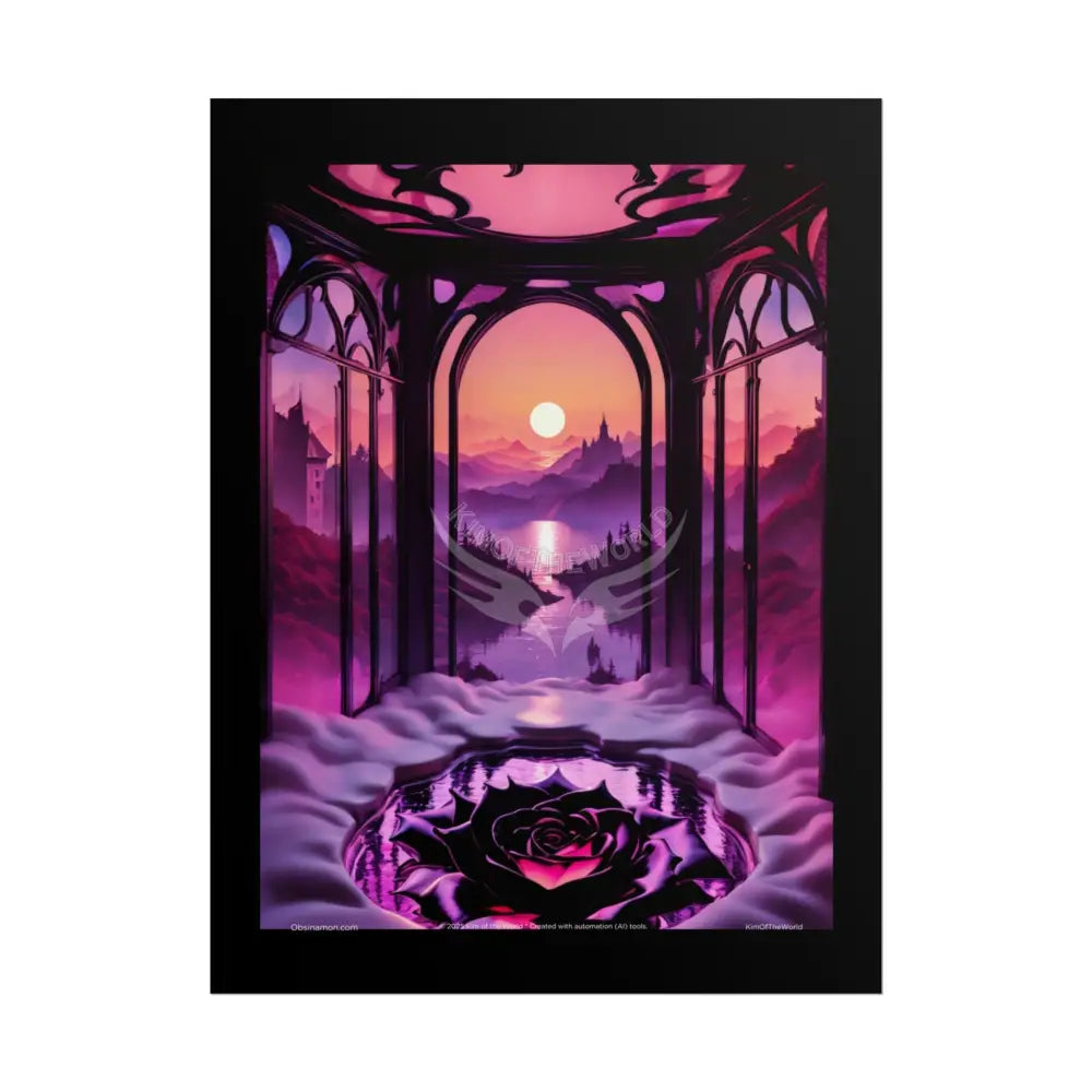 Ribbon Vaporwave Beach Room Vibrant Magical Pink Neon Portal Art Poster 18″ x 24″ (Vertical) / Matte Poster