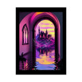 Ribbon Vaporwave Beach Room Vibrant Magical Pink Neon Portal Art Poster 18″ x 24″ (Vertical) / Semi Glossy Poster