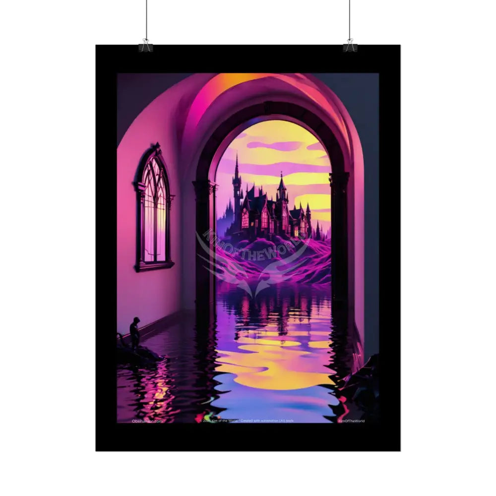 Ribbon Vaporwave Beach Room Vibrant Magical Pink Neon Portal Art Poster Poster