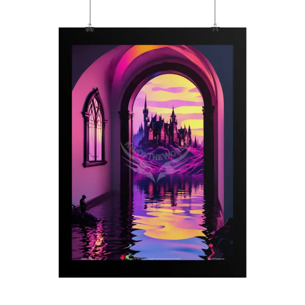Ribbon Vaporwave Beach Room Vibrant Magical Pink Neon Portal Art Poster Poster
