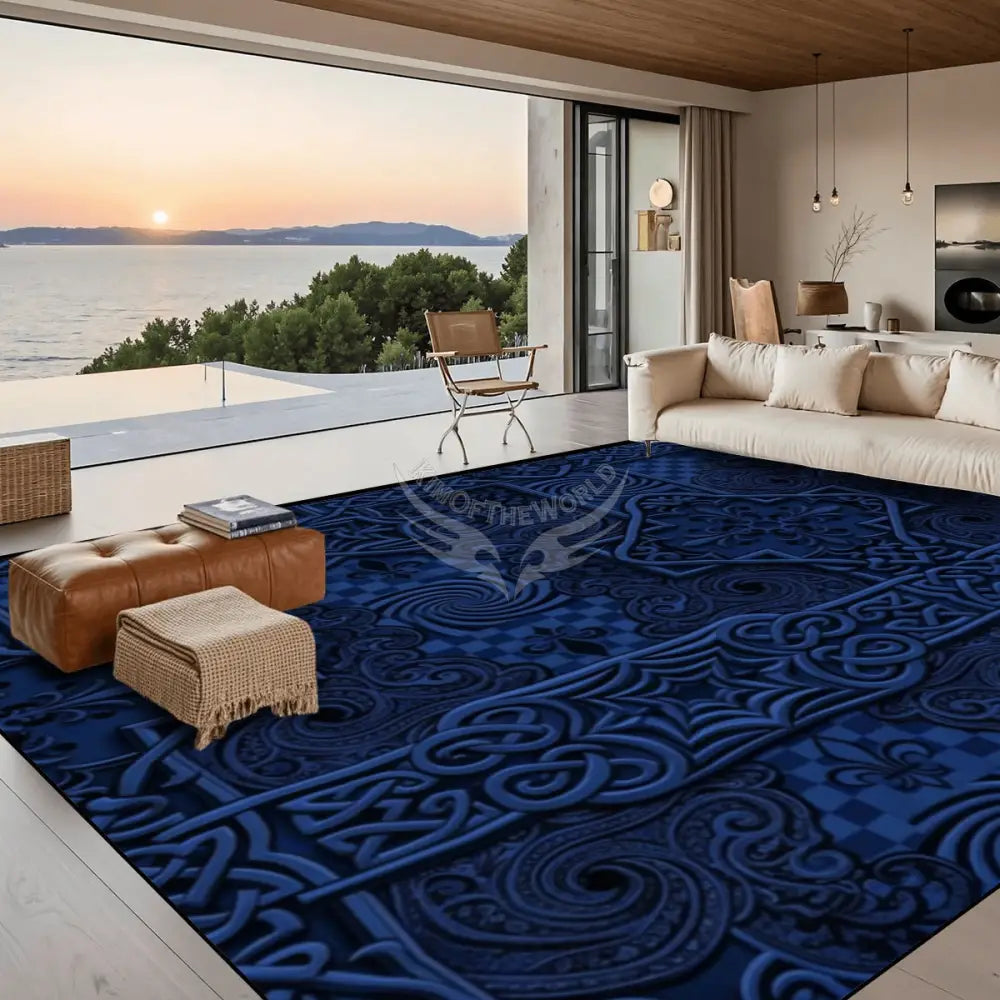 Rich Dark Navy 3D Sharp Design Large Area Rug Floor Carpet 120’’x96’’ Rugs & Mats