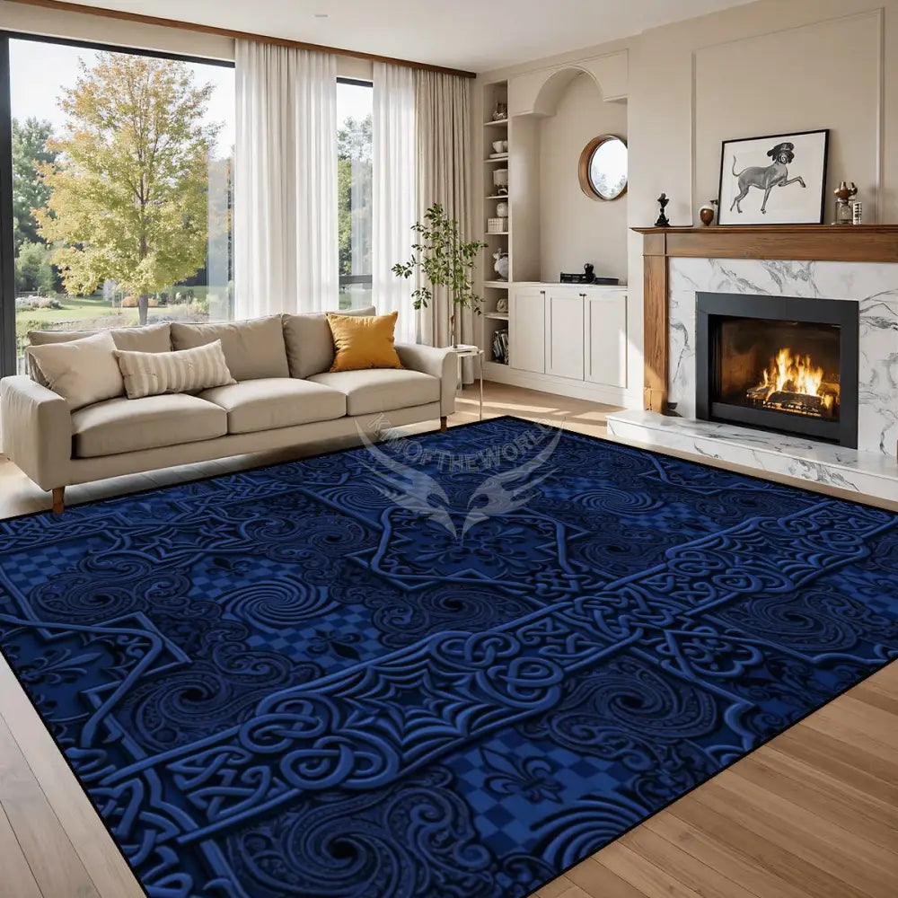 Rich Dark Navy 3D Sharp Design Large Area Rug Floor Carpet 120’’x96’’ Rugs & Mats