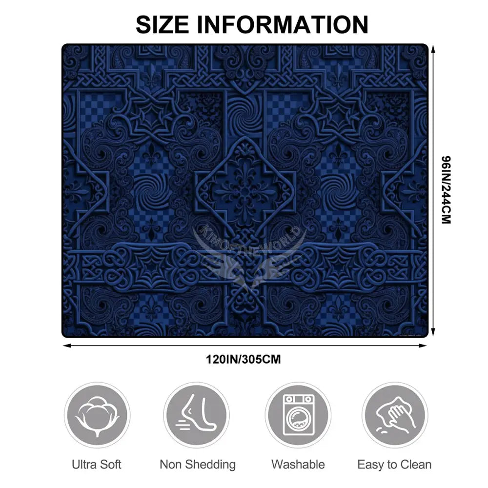 Rich Dark Navy 3D Sharp Design Large Area Rug Floor Carpet 120’’x96’’ Rugs & Mats