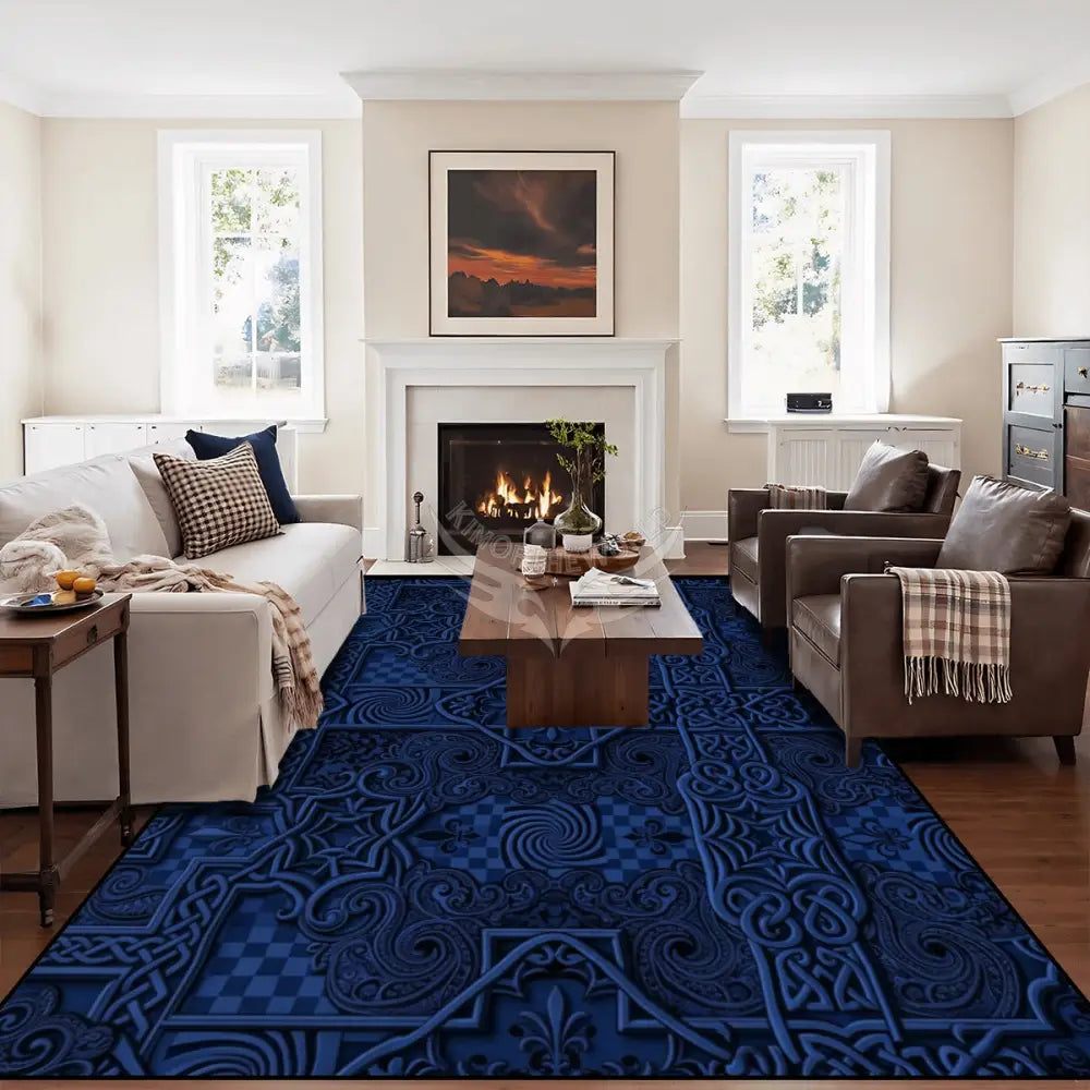 Rich Dark Navy 3D Sharp Design Large Area Rug Floor Carpet 120’’x96’’ Rugs & Mats