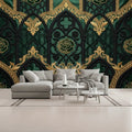 Rich Green and Gold 3D Wallpaper Unpasted Mural Wallpaper 144’’x100’’ - 144’’x100’’ - Wall Coverings