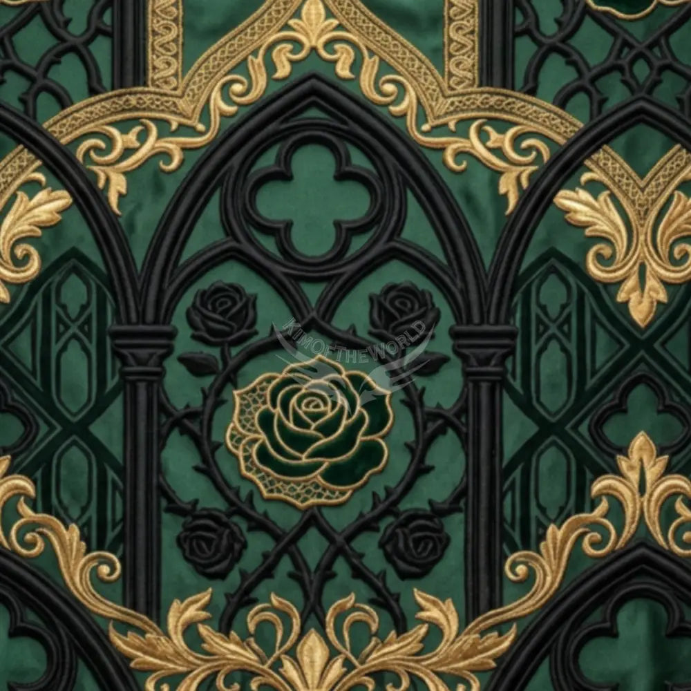 Rich Green and Gold 3D Wallpaper Unpasted Mural Wallpaper 144’’x100’’ - 144’’x100’’ - Wall Coverings