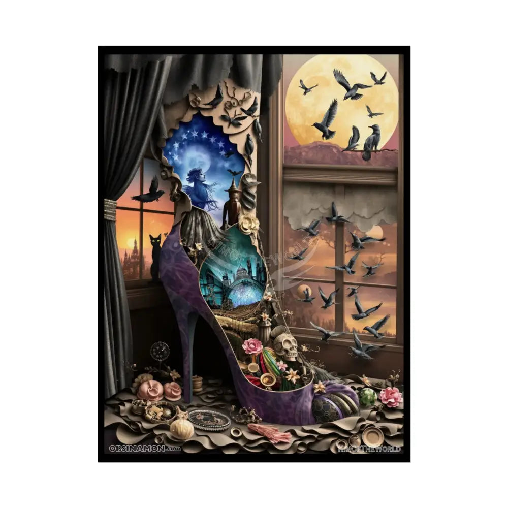Rolled Poster — 3D Stiletto Cutout Worlds: Floral Landscapes & Gothic Miniature Art Poster 18″ x 24″ (Vertical) / Semi