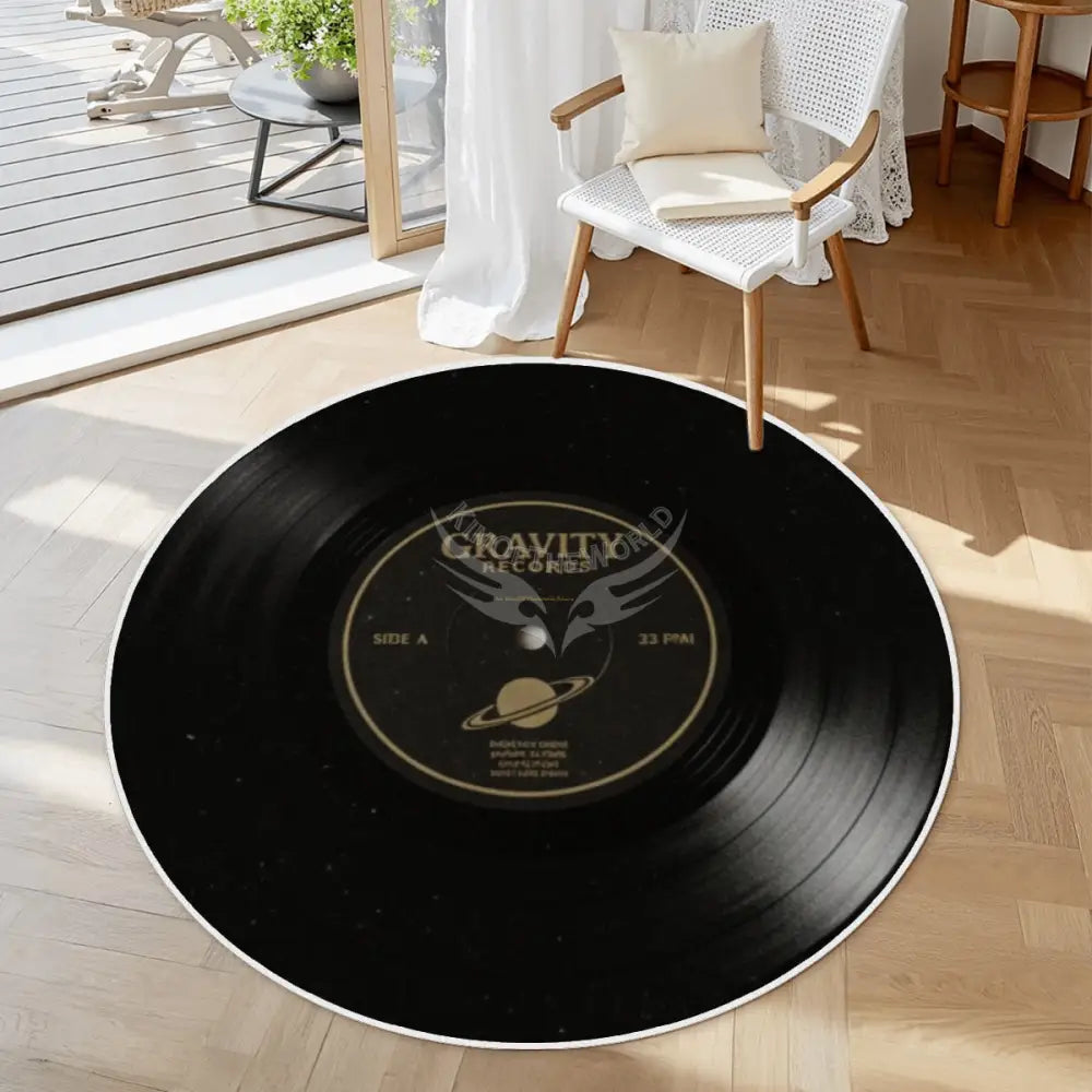 Round Vintage Vinyl LP Record Album Soft Round Area Rug with White Border - Various Sizes Available 39.4’’x39.4’’ Rugs