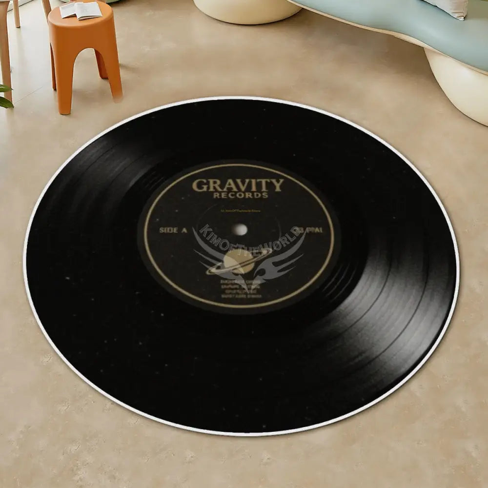 Round Vintage Vinyl LP Record Album Soft Round Area Rug with White Border - Various Sizes Available Rugs & Mats