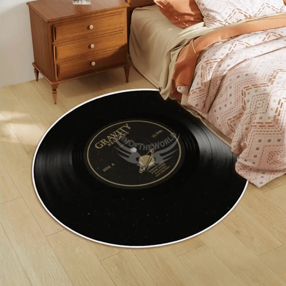 Round Vintage Vinyl LP Record Album Soft Round Area Rug with White Border - Various Sizes Available Rugs & Mats