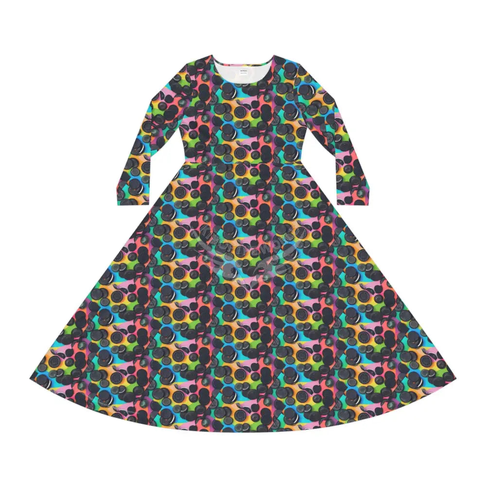 Sandwich Cookie Tile Wallpaper Print Dress – Women’s Long Sleeve AOP L All Over Prints