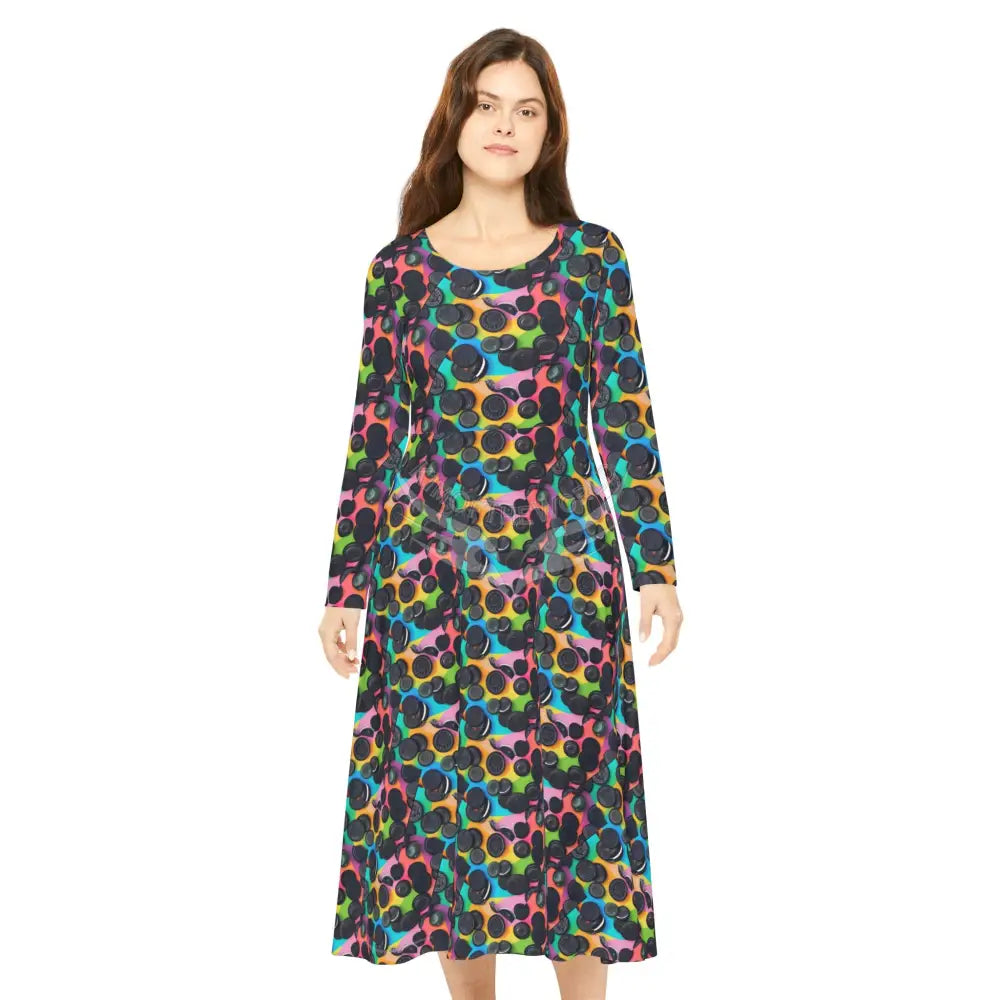 Sandwich Cookie Tile Wallpaper Print Dress – Women’s Long Sleeve AOP L All Over Prints