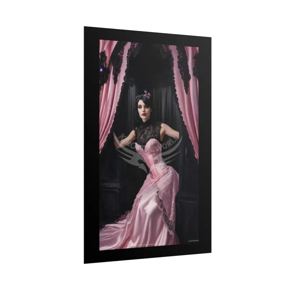 Satin Black & Pink Fashion Lady Poster Print Set Pcs — Luxury Iridescent Wall Art for Bedroom and Fashion Home or