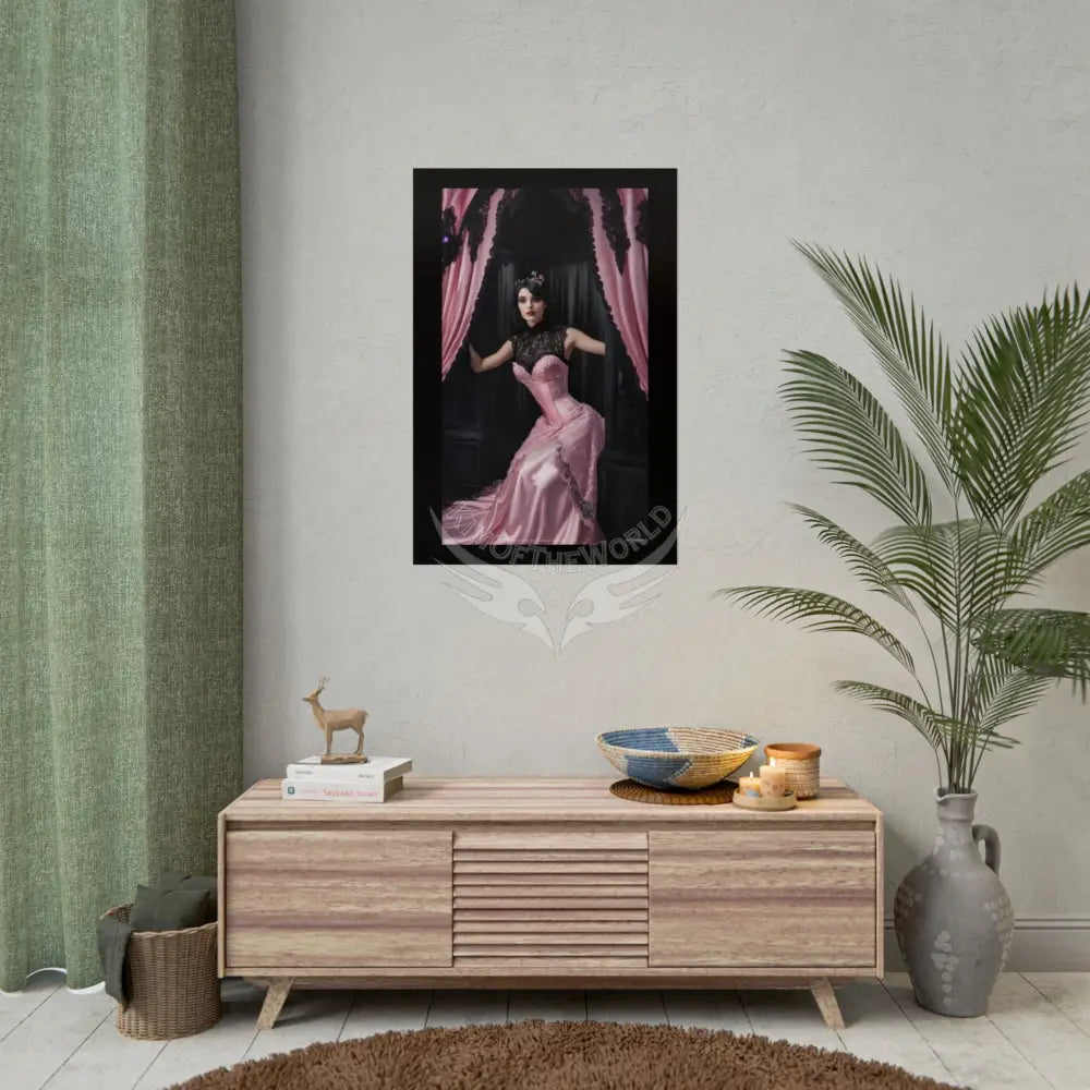 Satin Black & Pink Fashion Lady Poster Print Set Pcs — Luxury Iridescent Wall Art for Bedroom and Fashion Home or