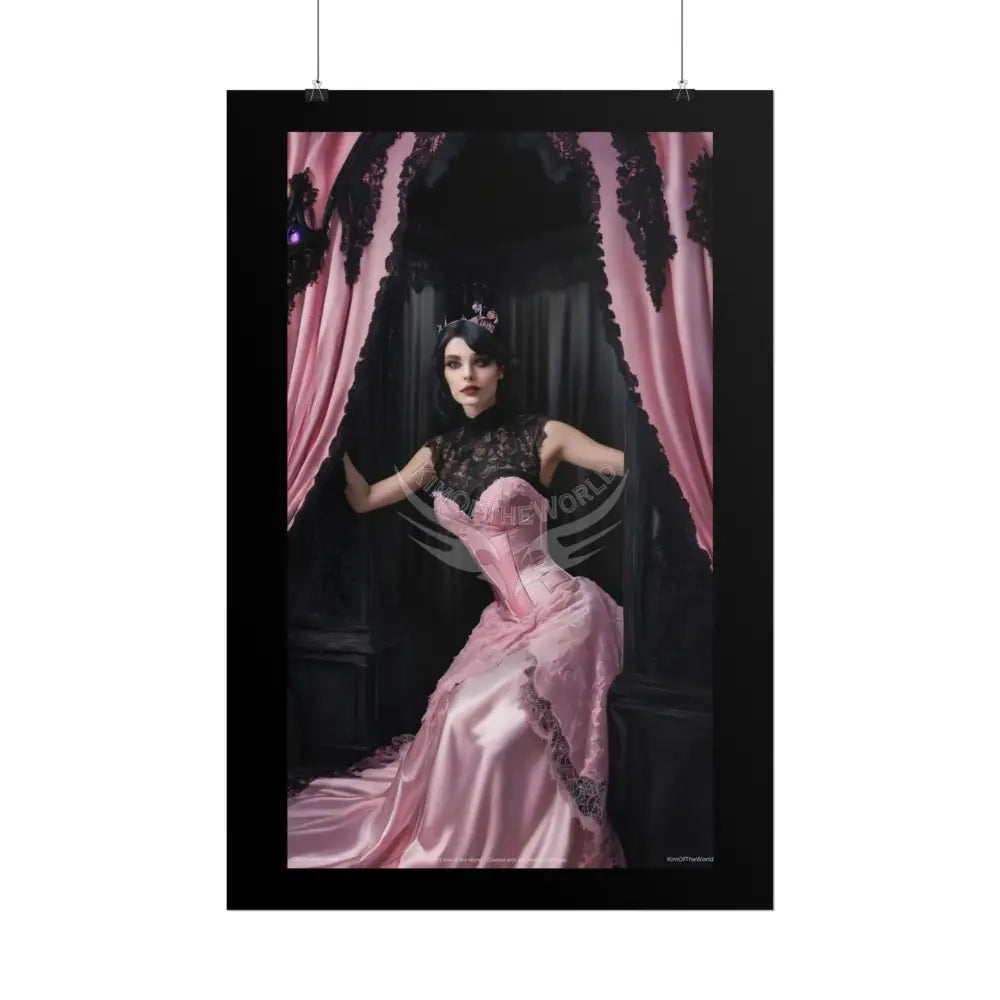 Satin Black & Pink Fashion Lady Poster Print Set Pcs — Luxury Iridescent Wall Art for Bedroom and Fashion Home or
