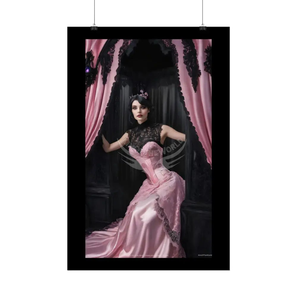 Satin Black & Pink Fashion Lady Poster Print Set Pcs — Luxury Iridescent Wall Art for Bedroom and Fashion Home or