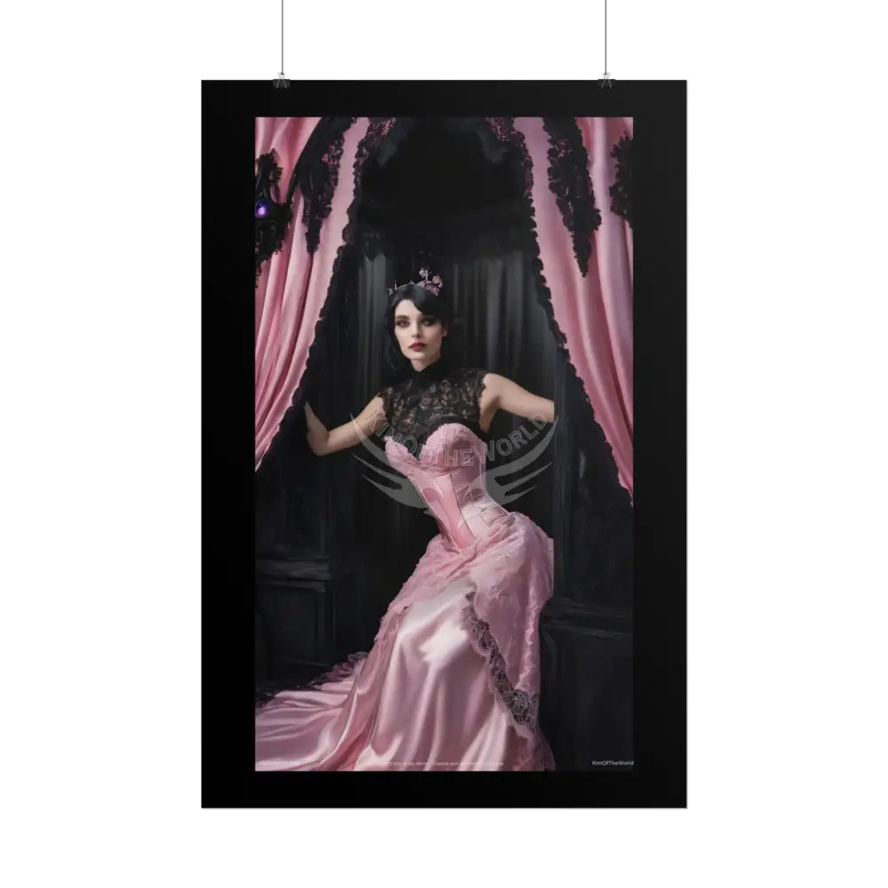 Satin Black & Pink Fashion Lady Poster Print Set Pcs — Luxury Iridescent Wall Art for Bedroom and Fashion Home or