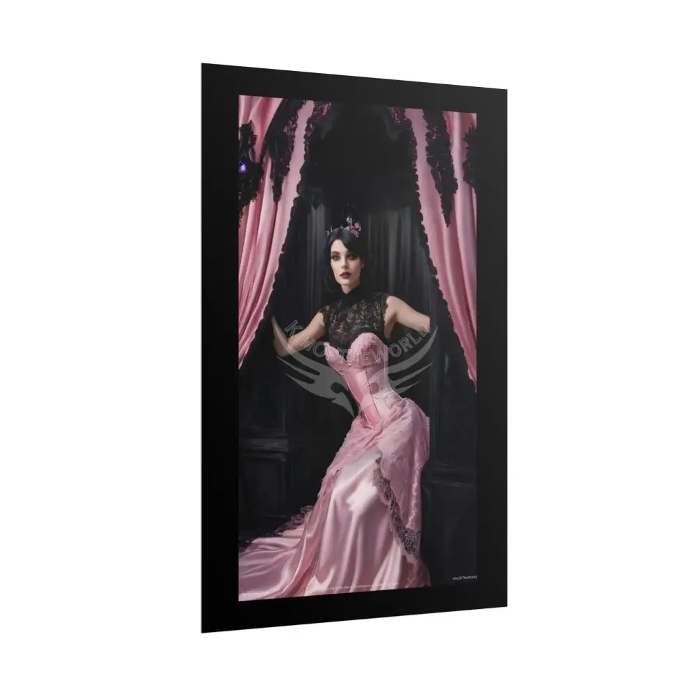 Satin Black & Pink Fashion Lady Poster Print Set Pcs — Luxury Iridescent Wall Art for Bedroom and Fashion Home or