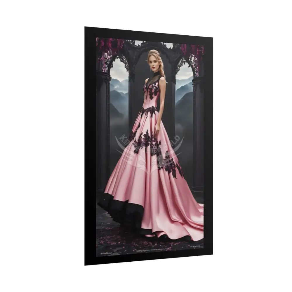 Satin Black & Pink Fashion Lady Poster Print Set Pcs — Luxury Iridescent Wall Art for Bedroom and Fashion Home or